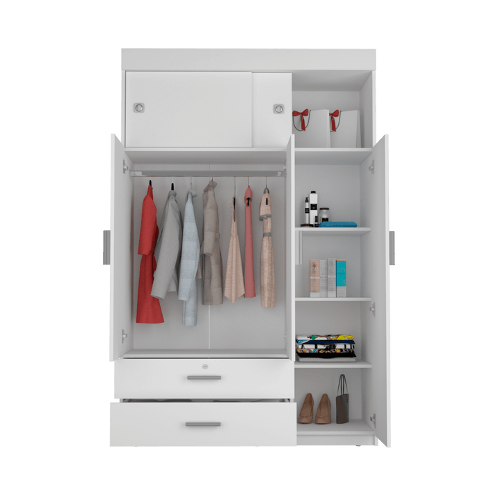 Closet Besk, Blanco, Con Un Tubo Cromado Para Colgar Ropa  ZF