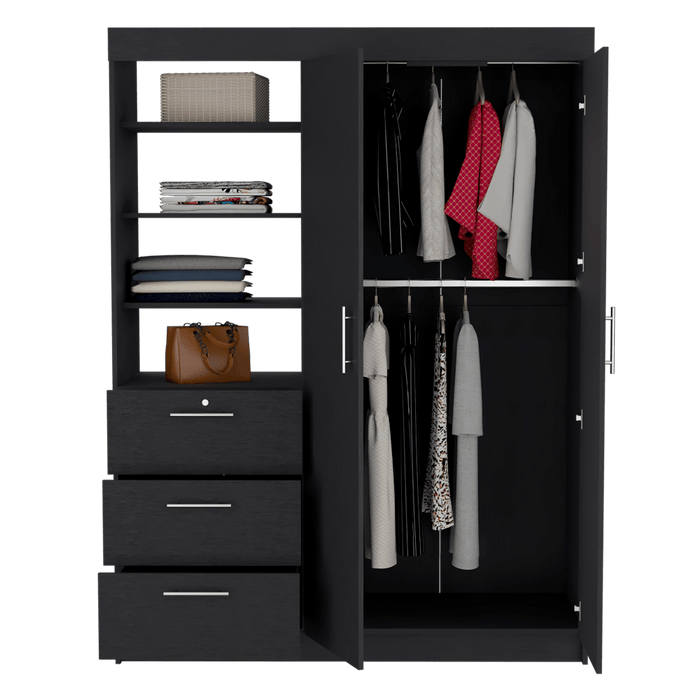 Closet Pekín, Wengue, Con Dos Puertas Abatibles y Tres Cajones Organizadores ZF
