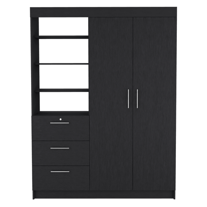 Closet Pekín, Wengue, Con Dos Puertas Abatibles y Tres Cajones Organizadores ZF
