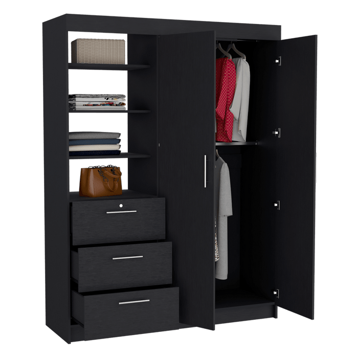 Closet Pekín, Wengue, Con Dos Puertas Abatibles y Tres Cajones Organizadores ZF