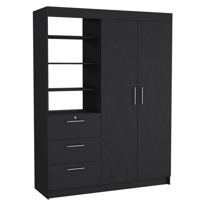 Closet Pekín, Wengue, Con Dos Puertas Abatibles y Tres Cajones Organizadores ZF