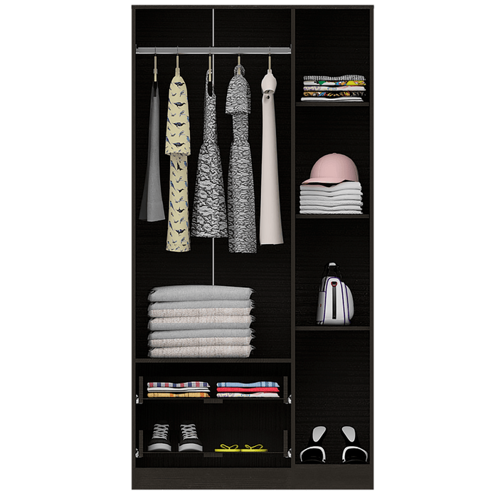 Closet América, Wengue, Con Dos Cajones y Variedad De Entrepaños