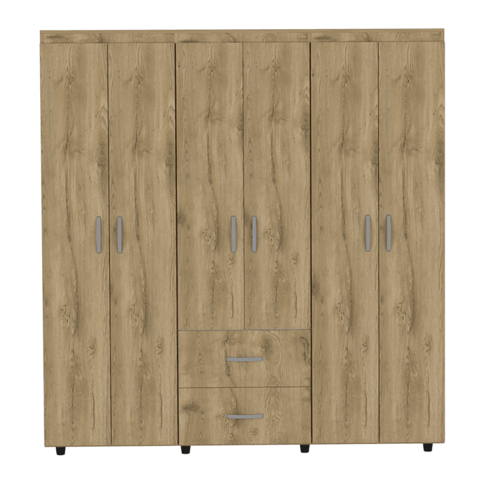 Closet Bariloche Bombay, Macadamia y Blanco, Variedad de Entrepaños y Seis Puertas Abatibles