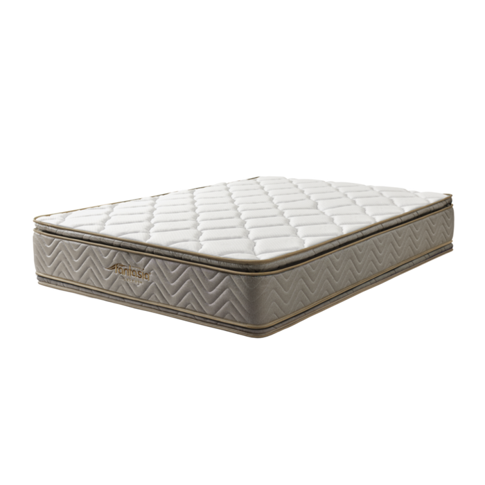 Combo colchón fantasia galaxy 120x190 cm + base cama tipo cuero negro + almohada + protector damasco  marca Fantasía