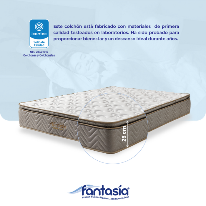 Colchón litium con resorte  pillow 160x190 cm marca Fantasía marca Fantasía
