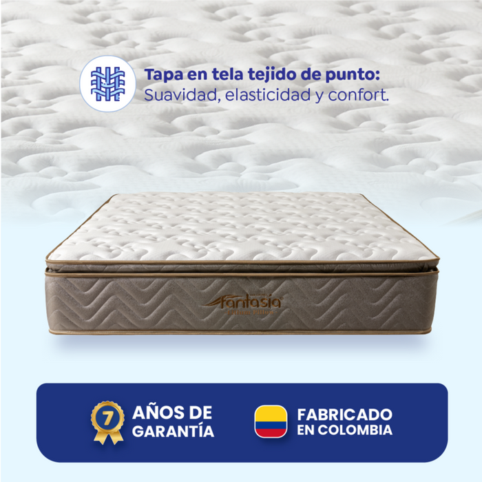 Colchón litium com resorte pillow 140x190 cm marca Fantasía marca Fantasía
