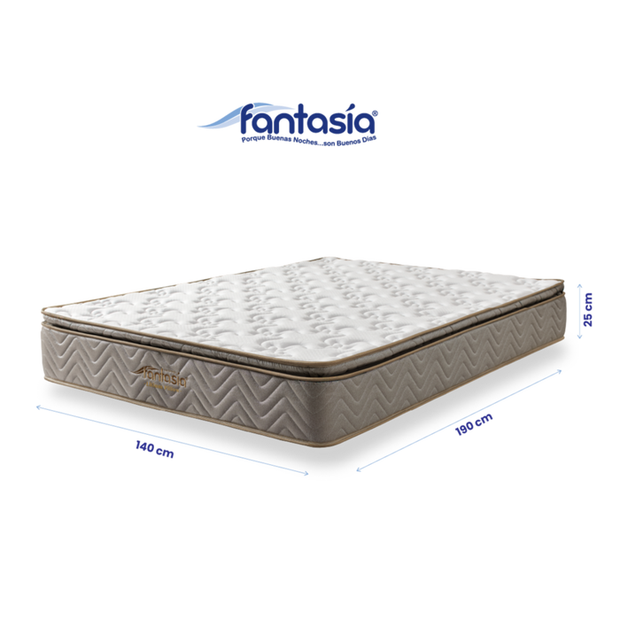 Colchón litium com resorte pillow 140x190 cm marca Fantasía marca Fantasía