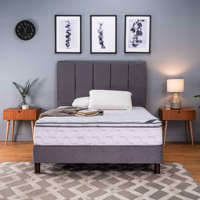 Colchón spring descanso real sencillo 100x190 cm + set almohada siliconada