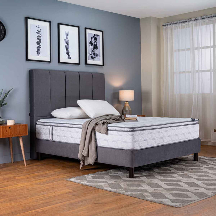 Colchón spring descanso real sencillo 100x190 cm + set almohada siliconada