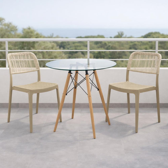Silla Austin, Color Taupe, con Espaldar Tejido