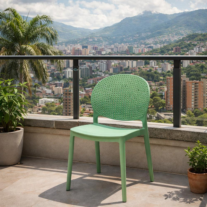 Silla Florida, Color Verde, con Espaldar y Diseño Moderno