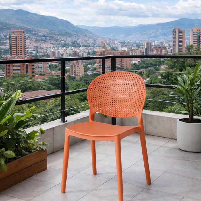 Silla Florida, Color Terracota, con Espaldar y Diseño Moderno