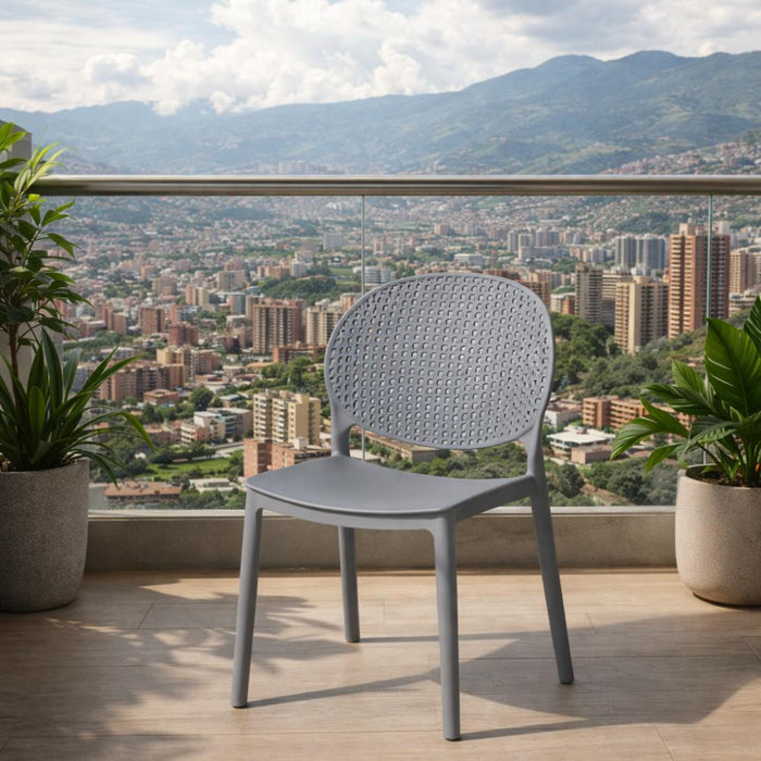 Silla Florida, Color Gris Oscuro, con Espaldar y Diseño Moderno
