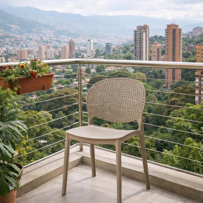 Silla Florida, Color Taupé, con Espaldar y Diseño Moderno