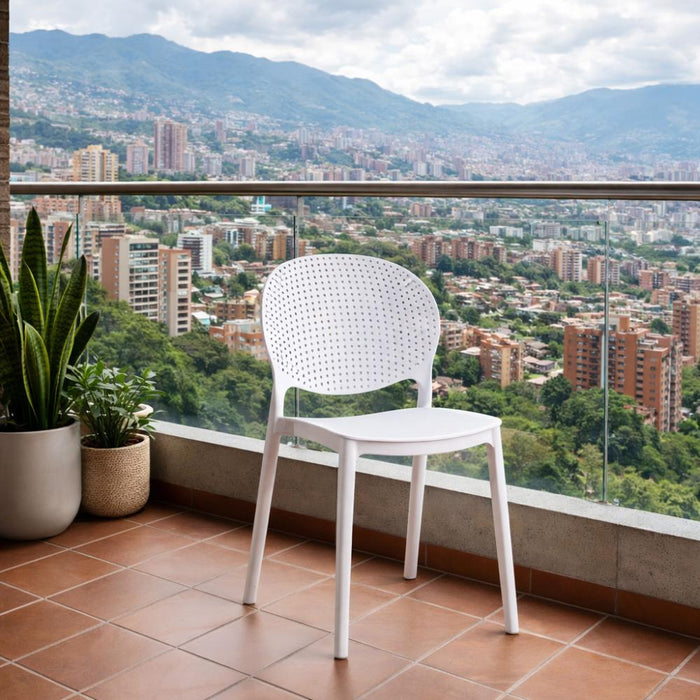Silla Florida, Color Blanco, con Espaldar y Diseño Moderno