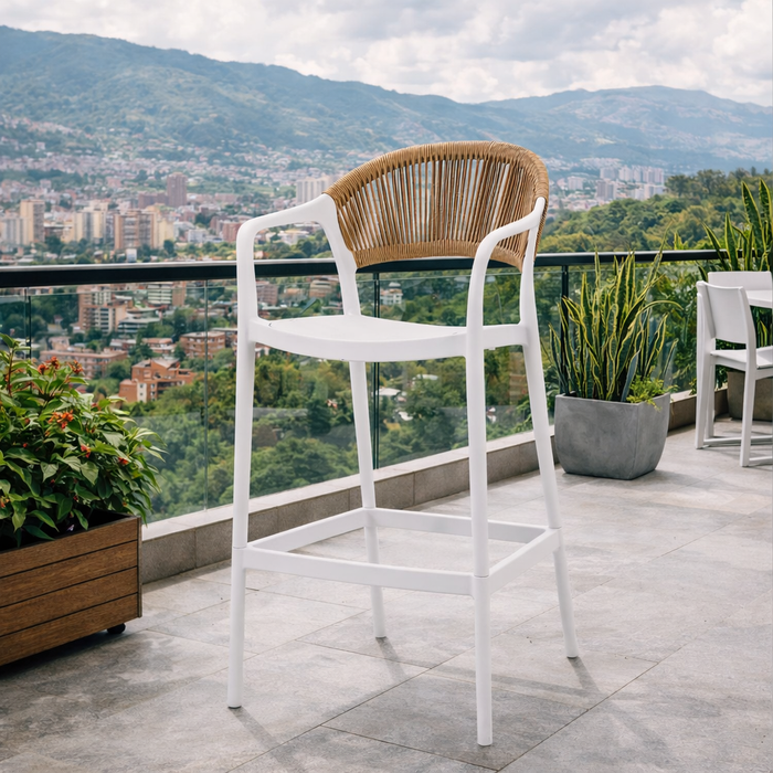 Silla para Bar Balí, Blanco, Doble propósito con Reposa Pies