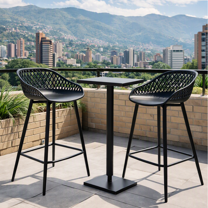 Silla para Bar India, Color Negro, con Estructura Metálica