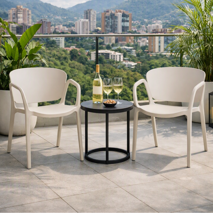 Silla con Brazos California, Taupe Claro, con Espaldar y Diseño Minimalista