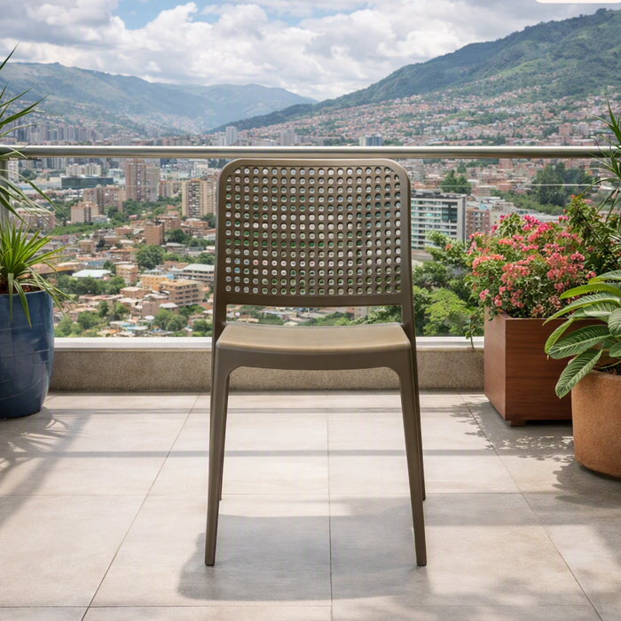 Silla Bronx , Taupe, con Espaldar en Cuadrados y Diseño Minimalista