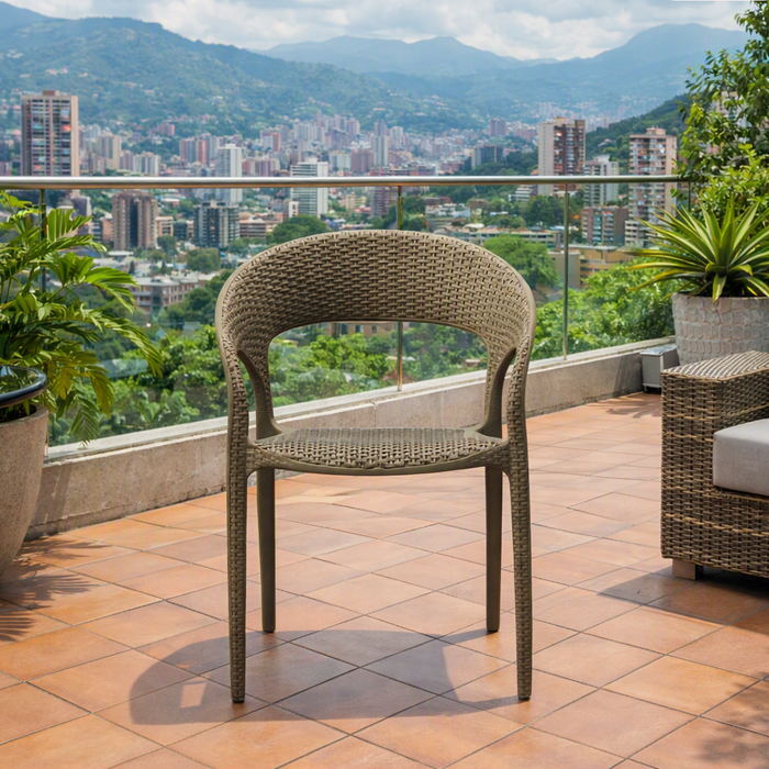 Silla Axel, Taupe, con Espaldar, Reposa Brazos y con Textura Trenzada
