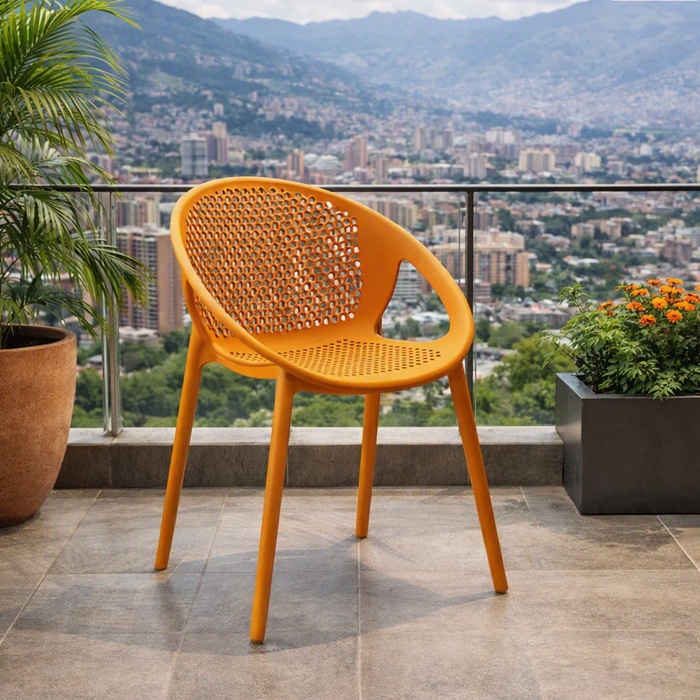 Silla Selva con Brazos, Color Naranja, con Espaldar