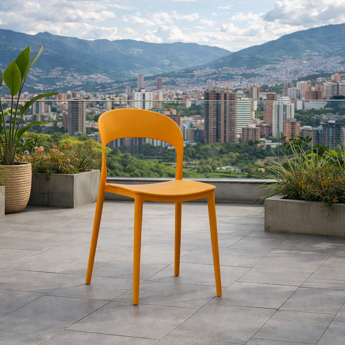 Silla Patrick, Color Naranja, con Espaldar y Diseño Moderno