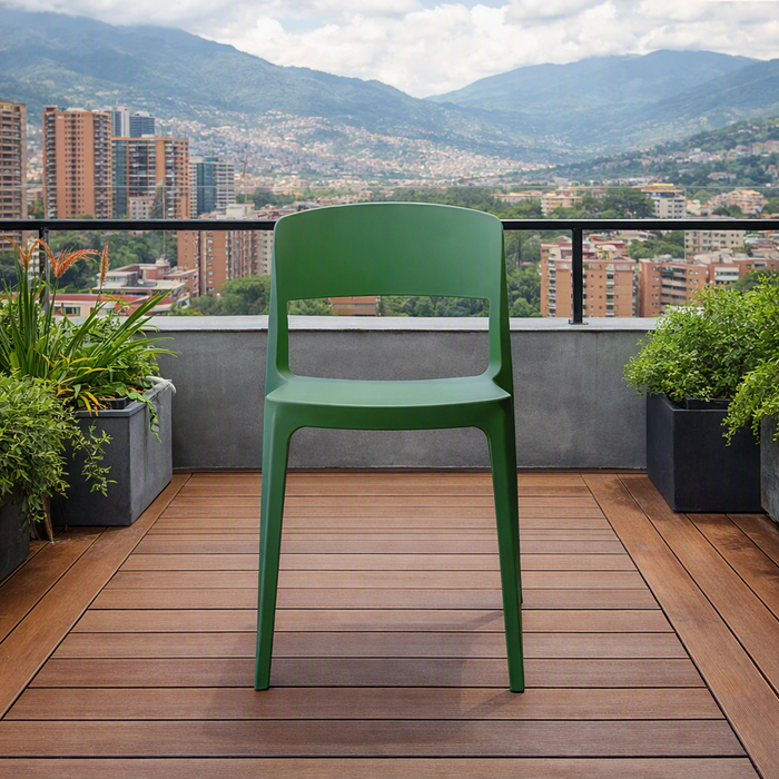 Silla Mónaco, Color Verde Olivo, con Espaldar y Diseño Moderno