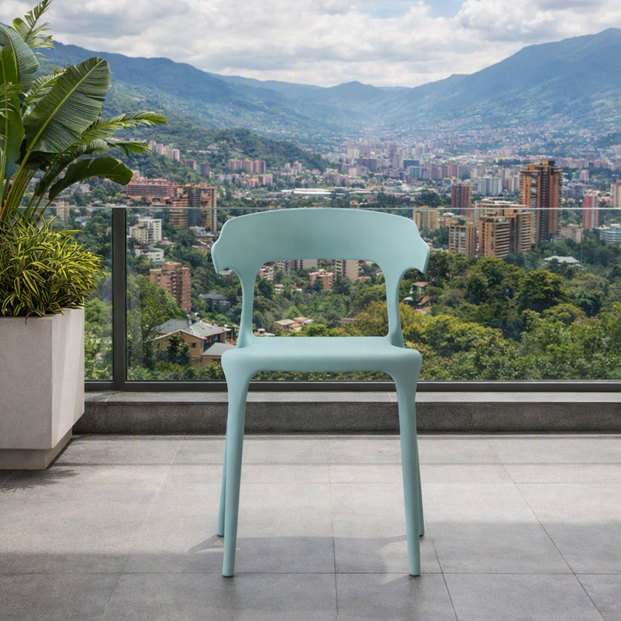 Silla Elena, Color Azul Claro, con Espaldar y Diseño Moderno