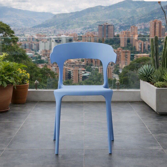 Silla Elena, Color Azul Oceano, con Espaldar y Diseño Moderno