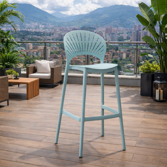 Silla para Bar Paraíso, Color Azul Claro, Diseño Moderno