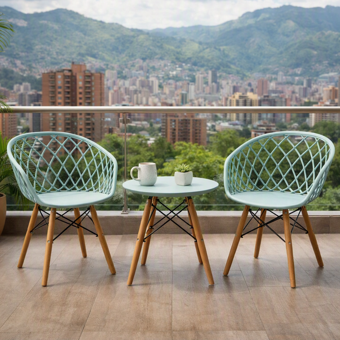 Silla Oasis con Brazos, Color Azul Claro, con Espaldar