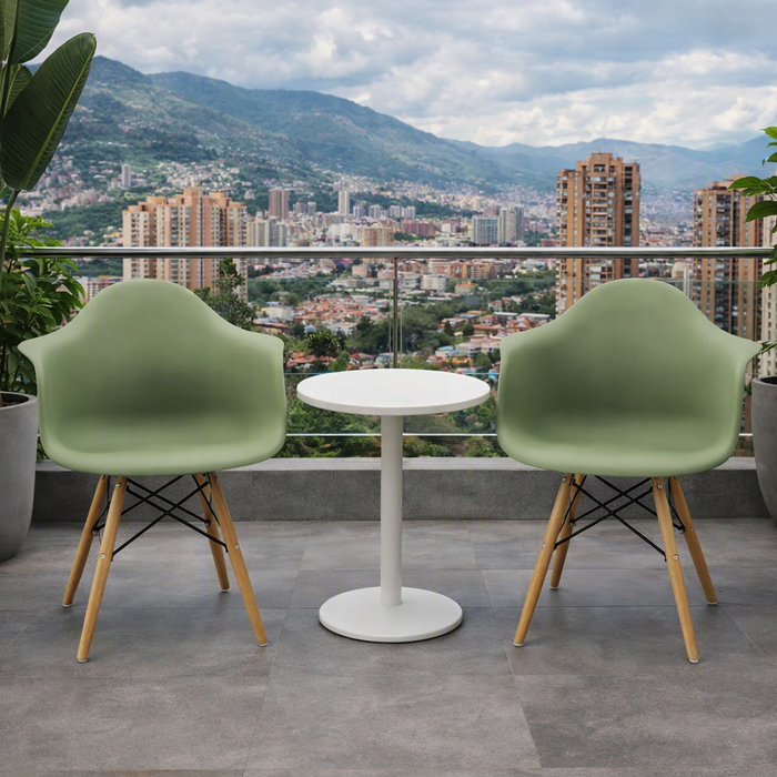 Silla Eymos , Color Verde, con Espaldar y Patas en Madera