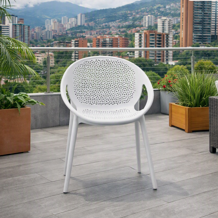 Silla Selva con Brazos, Color Blanco, con Espaldar