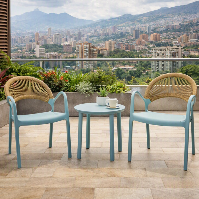 Silla Daytona, Azul Claro, con Espaldar, Reposa Brazos y Diseño Minimalista