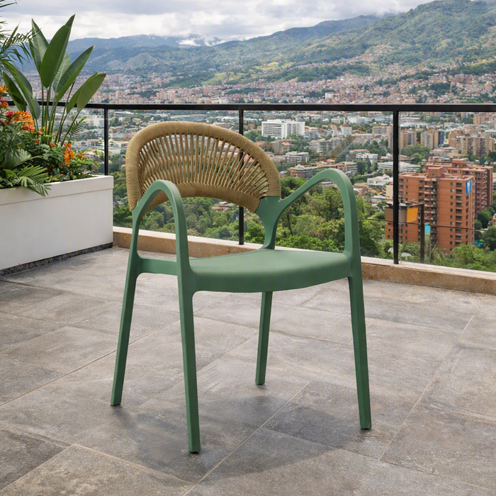 Silla Daytona, Verde, con Espaldar, Reposa Brazos y Diseño Minimalista