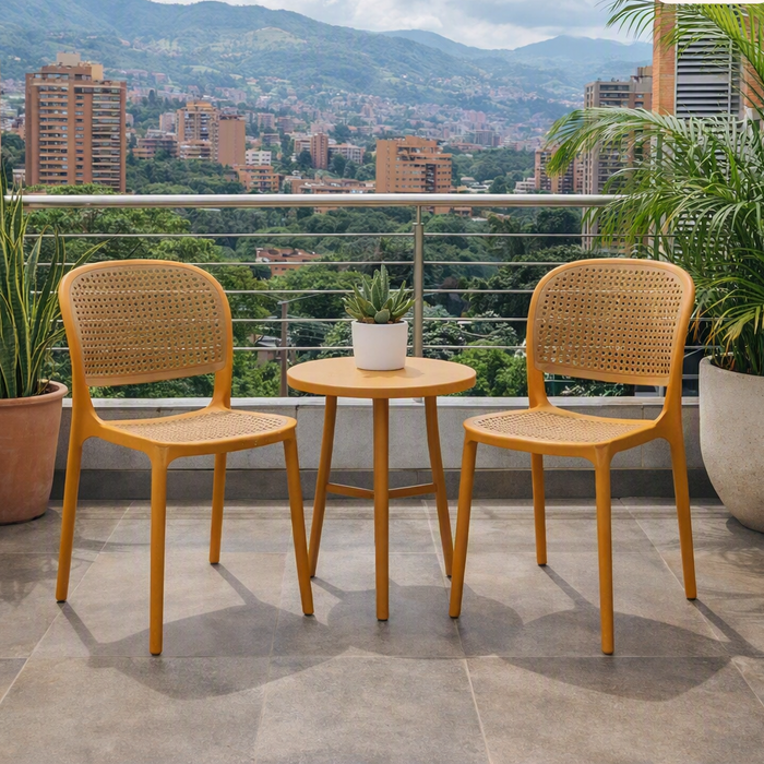 Silla Nest, Naranja y Beige, con Espaldar y Asiento en Rejilla