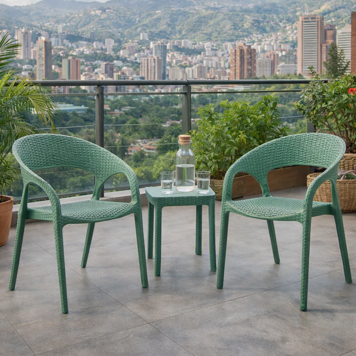 Silla Axel, Verde Olivo, con Espaldar, Reposa Brazos y con Textura Trenzada