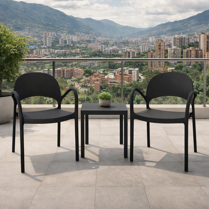 Silla Bremen, Negra, con Espaldar, Reposa Brazos y Diseño Minimalista