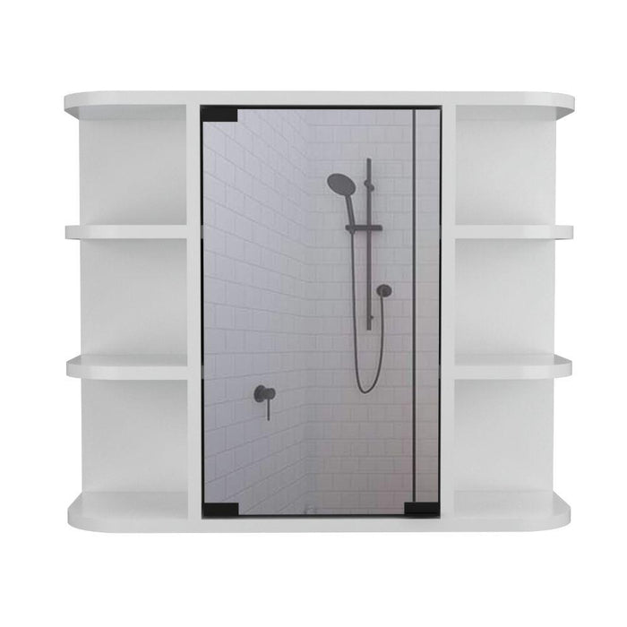 Gabinete de Baño Delio, Blanco, con Una Puerta de Espejo Abatibley Seis Entrepaños    ZF