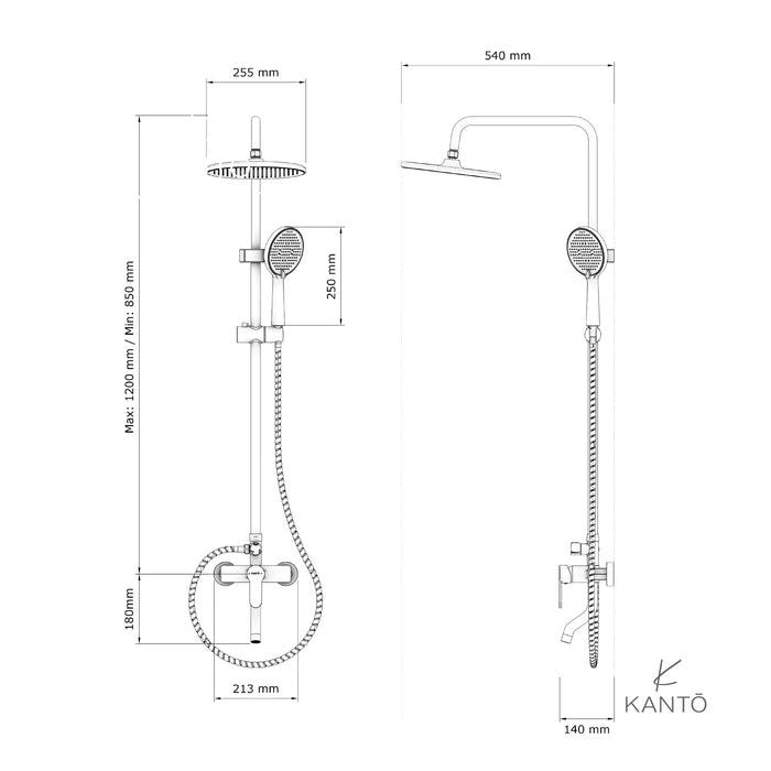 Columna de ducha ESSENTIAL gun grey marca Kanto