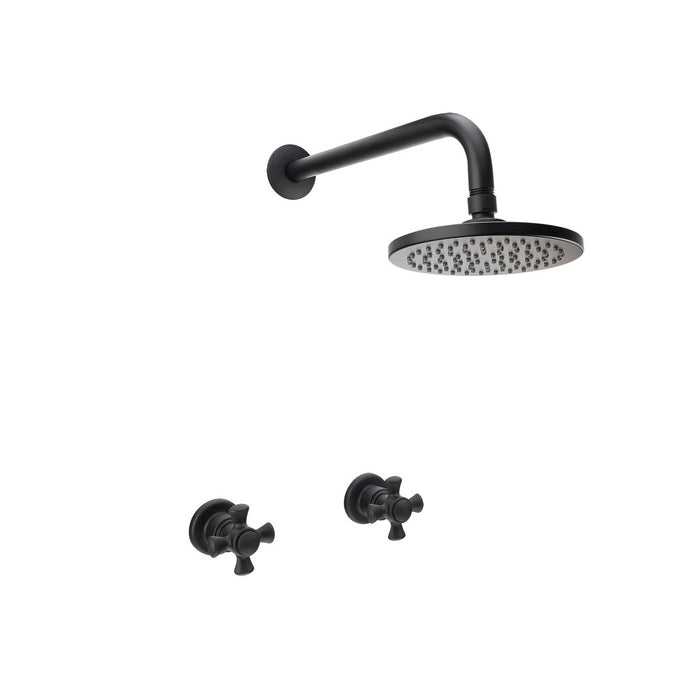 Ducha balta cruceta con regadera koral mateblack 8" marca grival