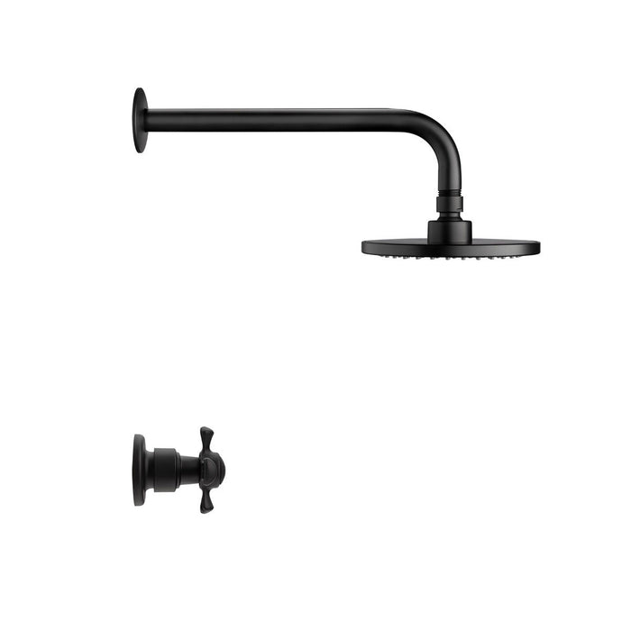 Ducha balta cruceta con regadera koral mateblack 8" marca grival