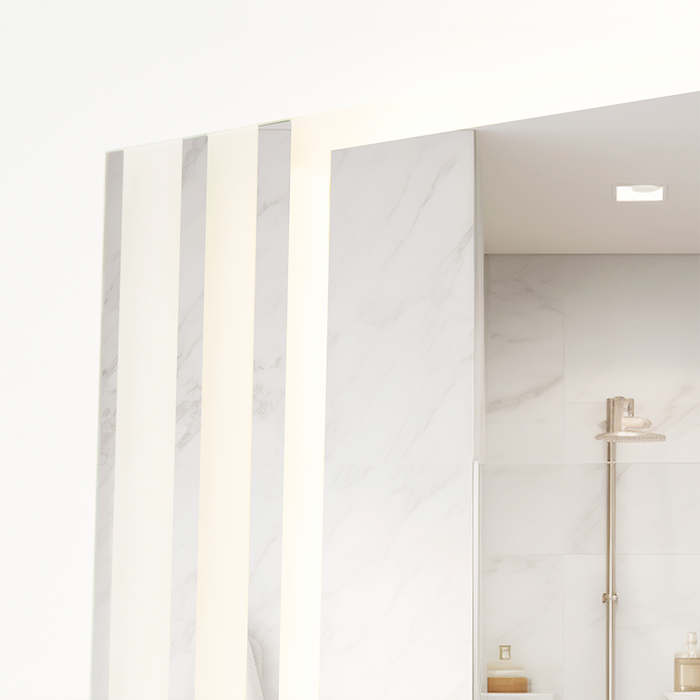 Espejo Rectangular Apolo, Gris, con Luz Led