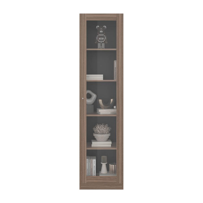 Biblioteca Home Eco Con Puerta En Vidrio, Avellana y Wengue, con Cinco Entrepaños