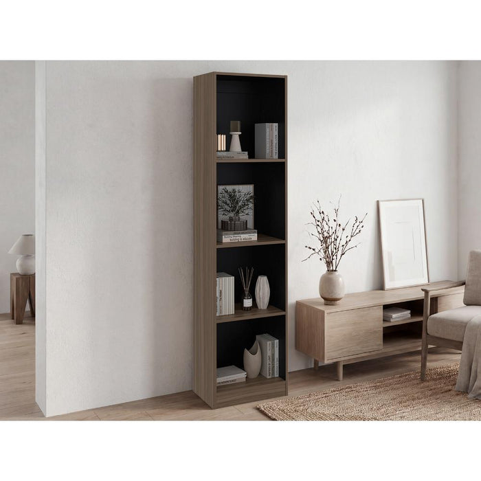 Biblioteca Home, Avellana y Wengue, con Cuatro Entrepaños