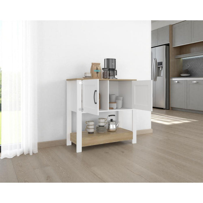 Alacena Latte, Blanco Duqueza y Fresno Europeo, Con gran espacio de almacenamiento funcional