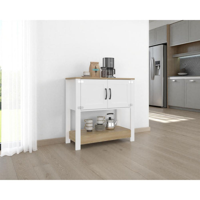 Alacena Latte, Blanco Duqueza y Fresno Europeo, Con gran espacio de almacenamiento funcional