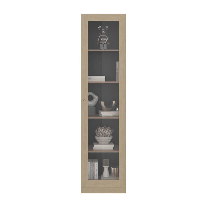 Biblioteca Home Eco Con Puerta En Vidrio, Cartagena y Wengue, con Cinco Entrepaños