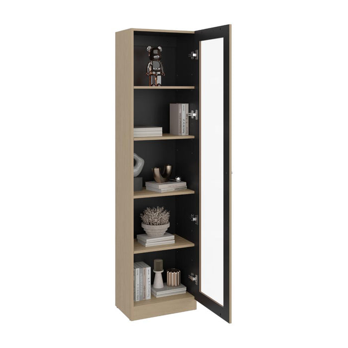 Biblioteca Home Eco Con Puerta En Vidrio, Cartagena y Wengue, con Cinco Entrepaños