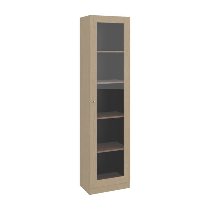 Biblioteca Home Eco Con Puerta En Vidrio, Cartagena y Wengue, con Cinco Entrepaños
